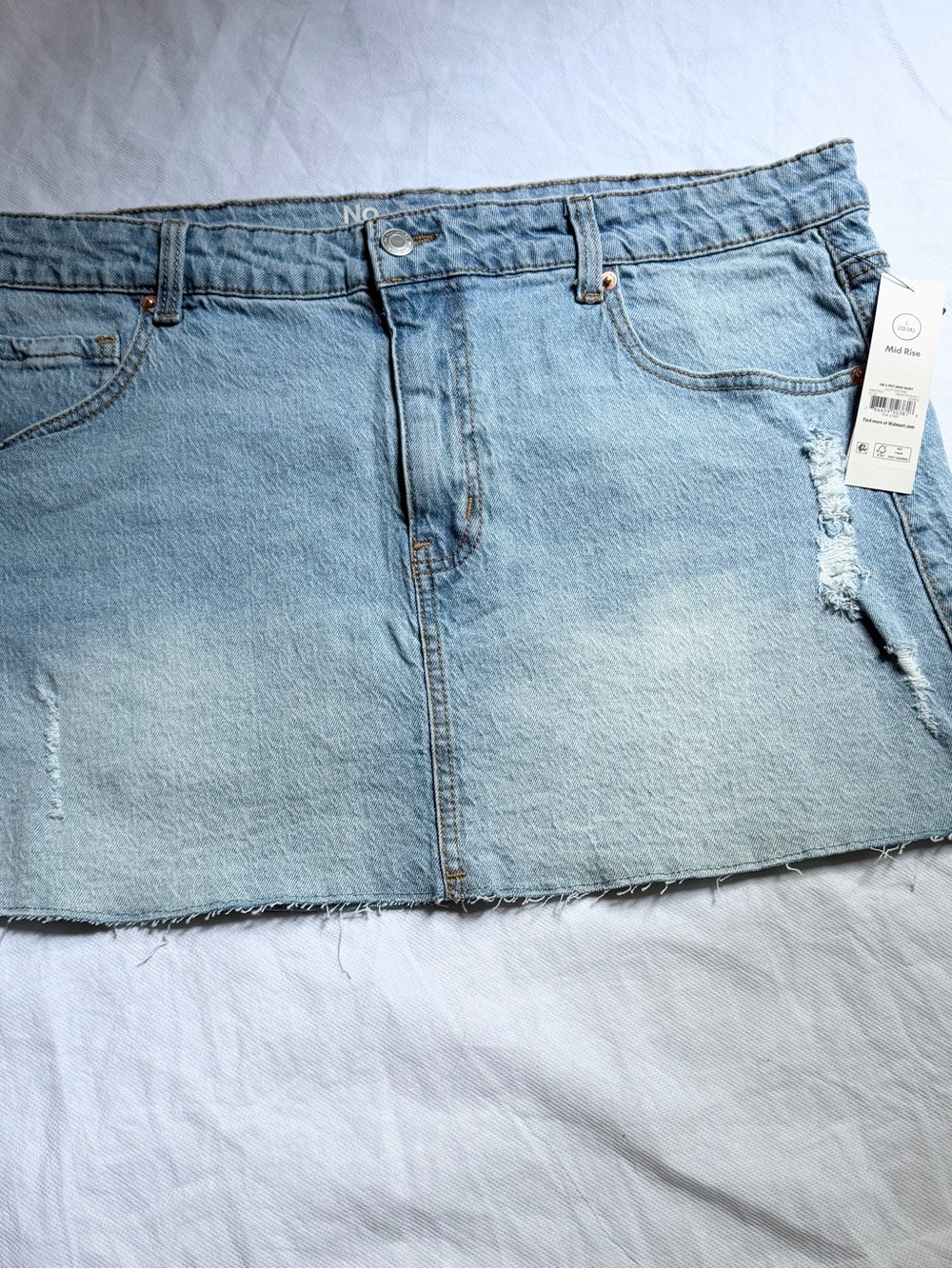 No Boundaries Light Blue Distressed Denim Mini Skirt